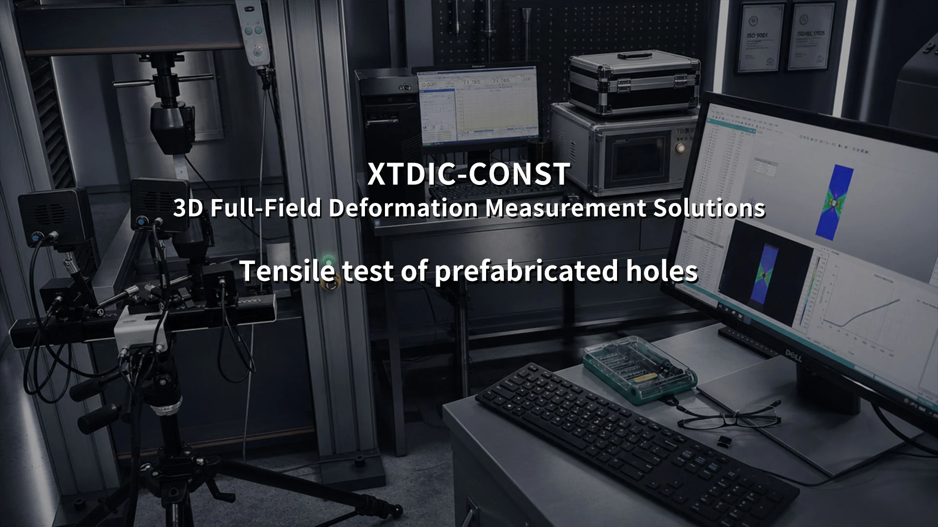tensile test, prefabricated holes, stress concentration, material testing, XTOP3D, strain analysis