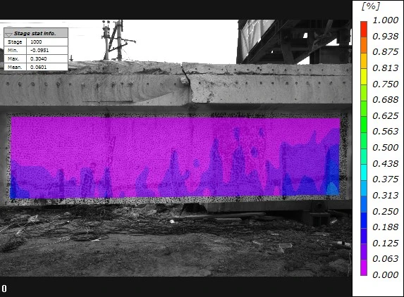 DIC三维全场应变测量系统用于混凝土梁三点弯曲测试
