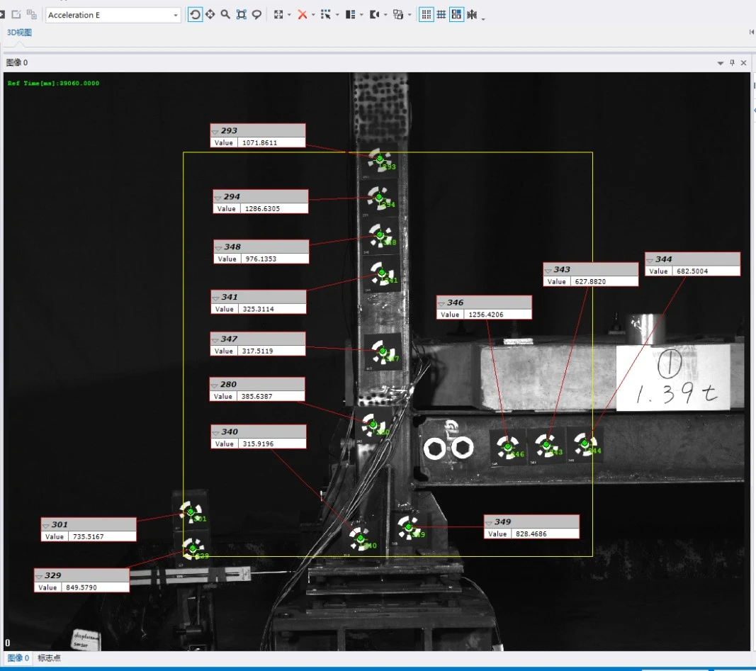 高速DIC技术用于大型结构振动台试验-位移计测量结果 高速DIC技术用于大型结构振动台试验-位移计测量结果