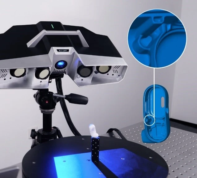 新拓三维XTOM-MATRIX-12M微米级精度蓝光三维扫描仪用于耳机注塑件高精度3D扫描