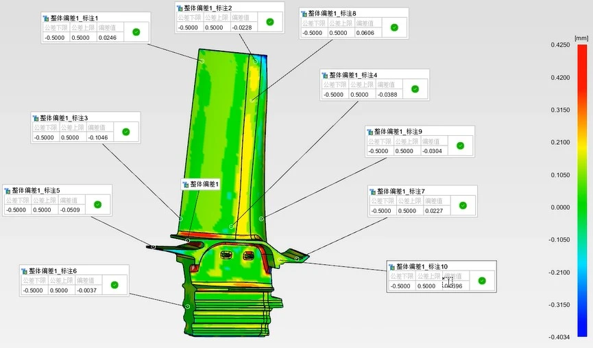 新拓三维XTOM-STATION自动化检测中心用于航空叶片自动三维测量