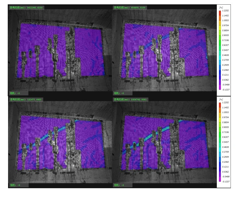 数字散斑DIC技术分析道桥箱梁四点弯曲加载过程裂纹宽度与演化