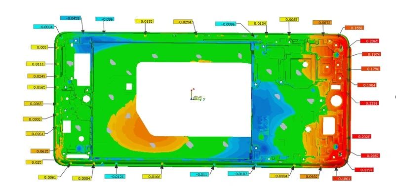 新拓三维XTOM拍照式蓝光三维扫描仪对手机中框进行全尺寸3D检测