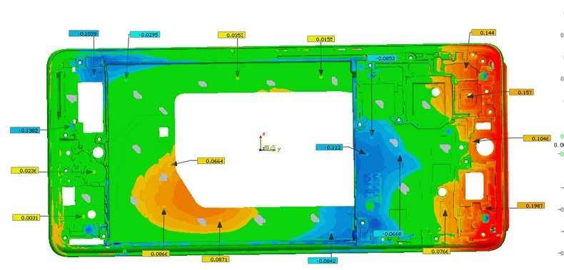 新拓三维XTOM拍照式蓝光三维扫描仪对手机中框进行全尺寸3D检测