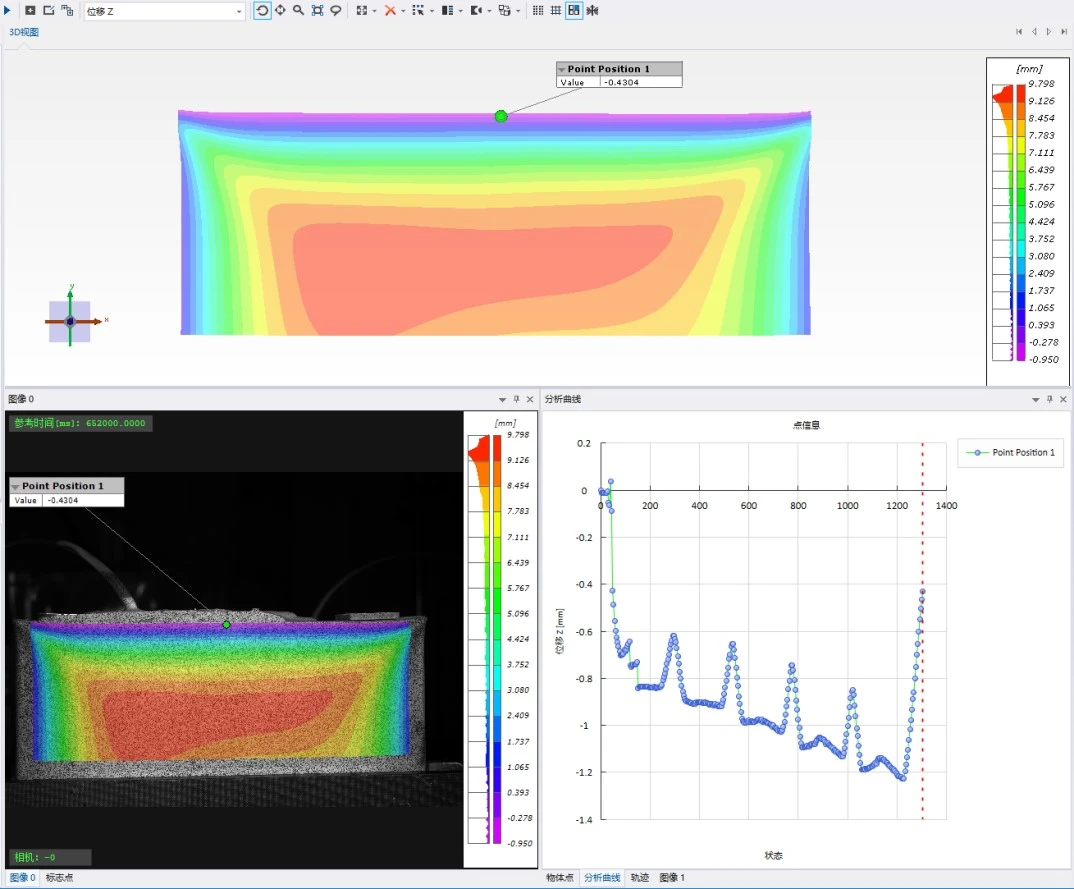 DIC技术用于锂电池加压膨胀鼓包变形测量-1号电池位移场分析 DIC技术用于锂电池加压膨胀鼓包变形测量-1号电池位移场分析