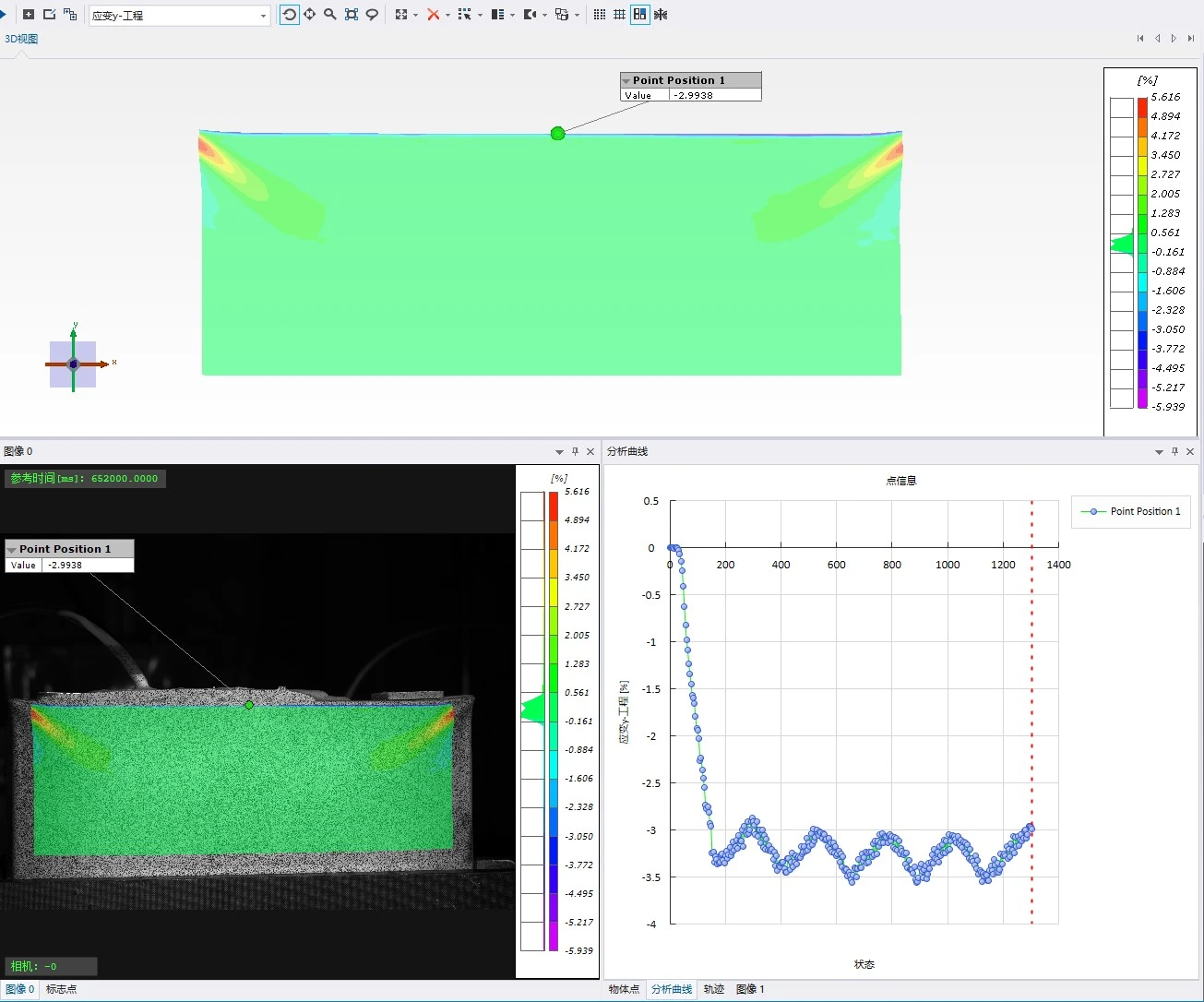 DIC技术用于锂电池加压膨胀鼓包变形测量-1号电池试样Y应变分析 DIC技术用于锂电池加压膨胀鼓包变形测量-1号电池试样Y应变分析