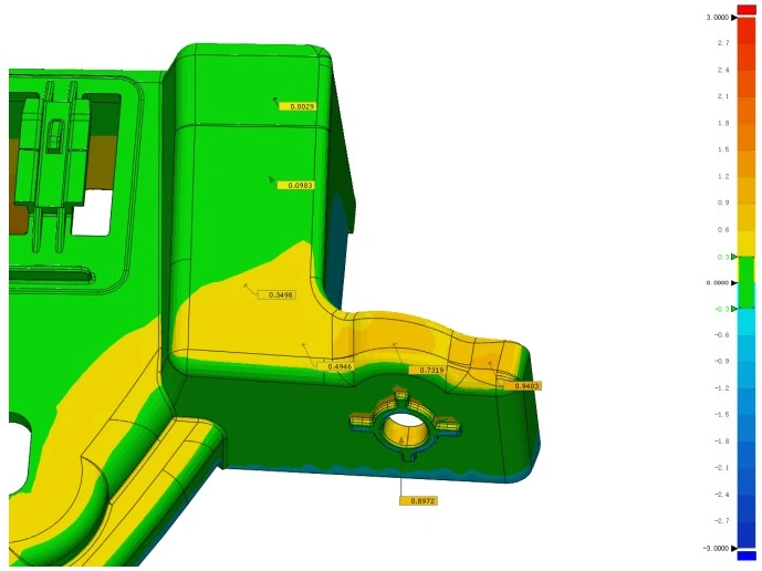 注塑件局部专项3D对比偏差分析 注塑件局部专项3D对比偏差分析