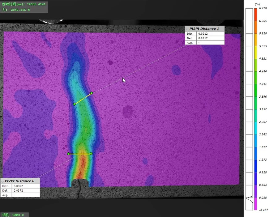 新拓三维DIC技术分析混凝土三点弯曲抗弯强度、断裂韧性及损伤演化