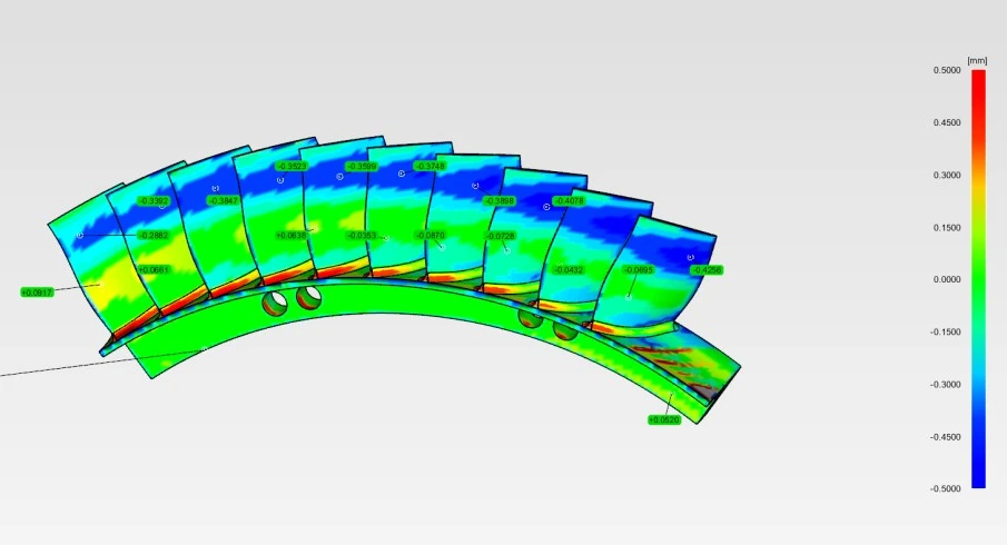XTOM固定式蓝光三维扫描仪用于飞机涡轮叶片壁厚均匀性分析