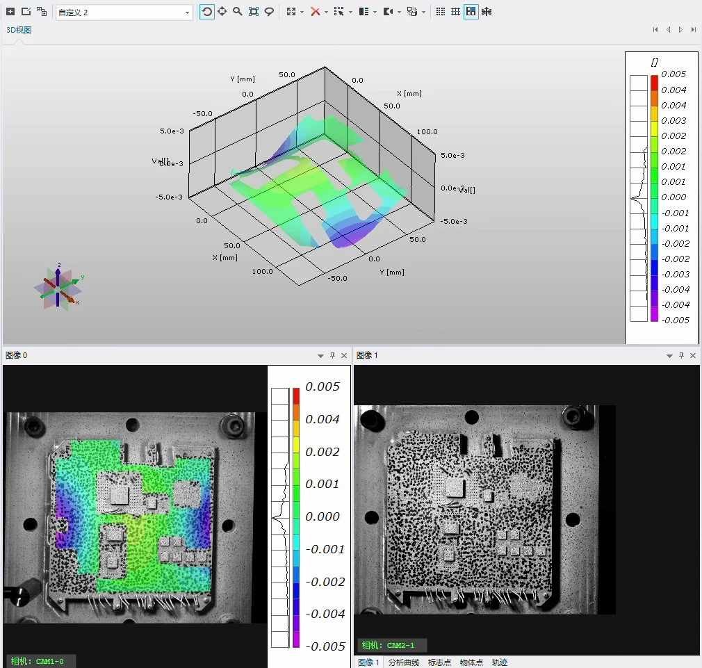 高速数字图像相关DIC测量系统分析电路板振动模态结果