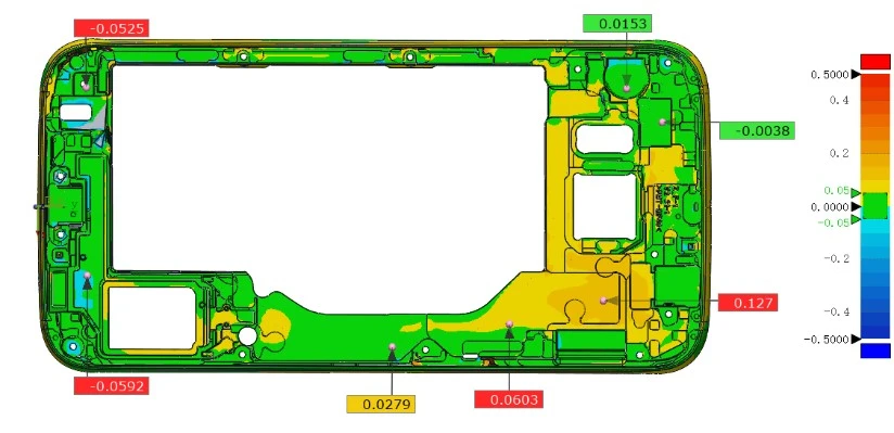 新拓三维小幅面蓝光三维扫描仪用于手机中框注塑件3D全尺寸检测