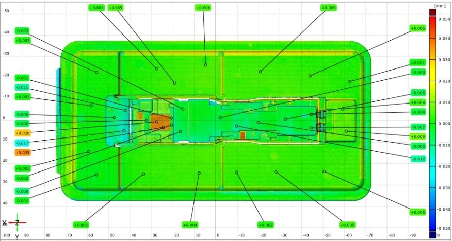 XTOM微米级精度蓝光三维扫描仪用于电光模组注塑模具3D检测