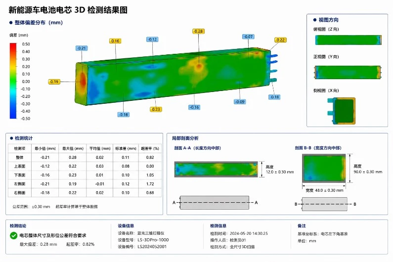 XTOM拍照式蓝光三维扫描仪用于电芯单体件3D检测