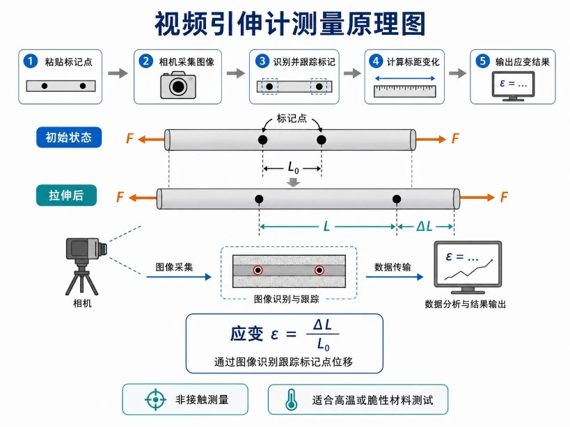 视频引伸计测量原理示意图