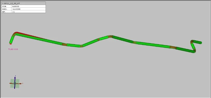 Automotive tubing bend angles, YBC/XYZ parameters, and protective sleeve deviation inspection results Automotive tubing bend angles, YBC/XYZ parameters, and protective sleeve deviation inspection results
